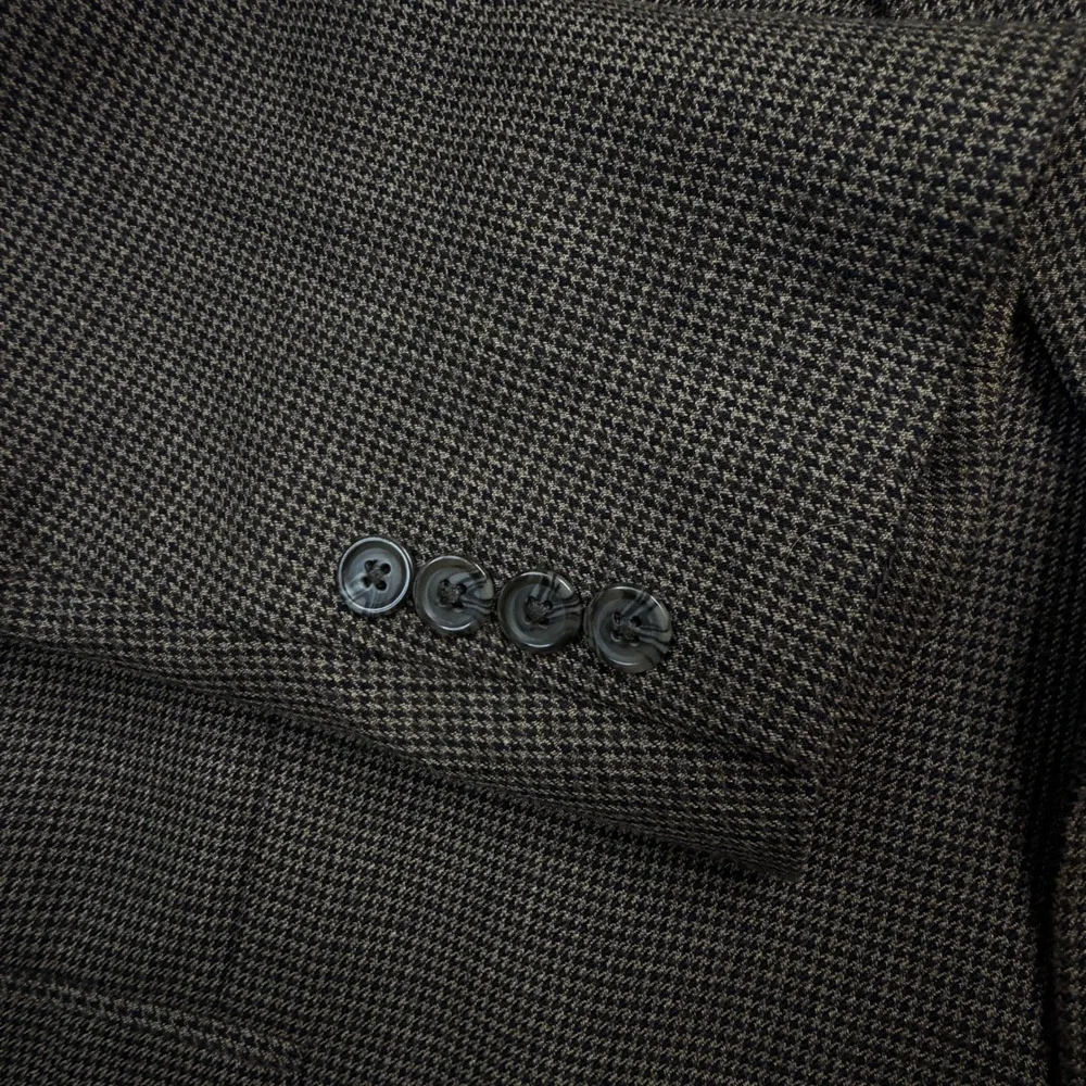 Joseph & Feiss Mens Brown Micro Check Sport Coat Blazer 48R RN 121404